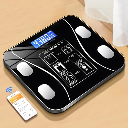 Balança Bioimpedância Digital Premium Com APP Inteligente - Vidro Preto (Contém Pilha) Glass Black C
