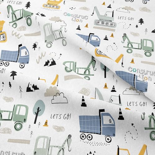 Image of NINENINE Boys Construction Bedding Set Full, 3-Piece Kids Comforter Set for Boys, Soft Lightweight Microfiber Kids Excavator Comforter Set with 2 Pillowcases