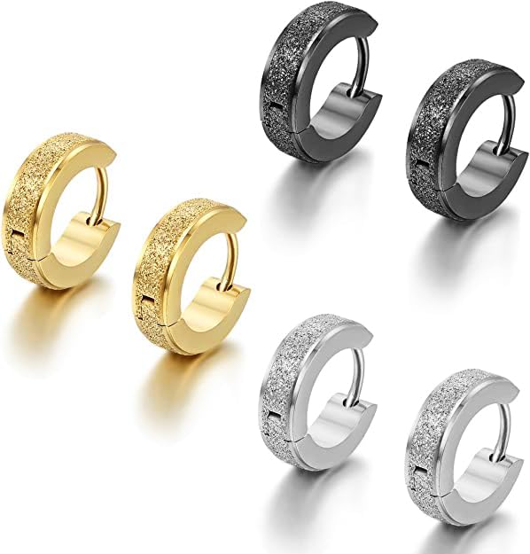 Earrings men boys boyfriend girls women gents unisex Valentine gifts Stainless Steel Piercing Clip on Screw Bali Pierced Hoop Stud Huggie Magnetic earrings for boys silver black gold blue M157-image-32