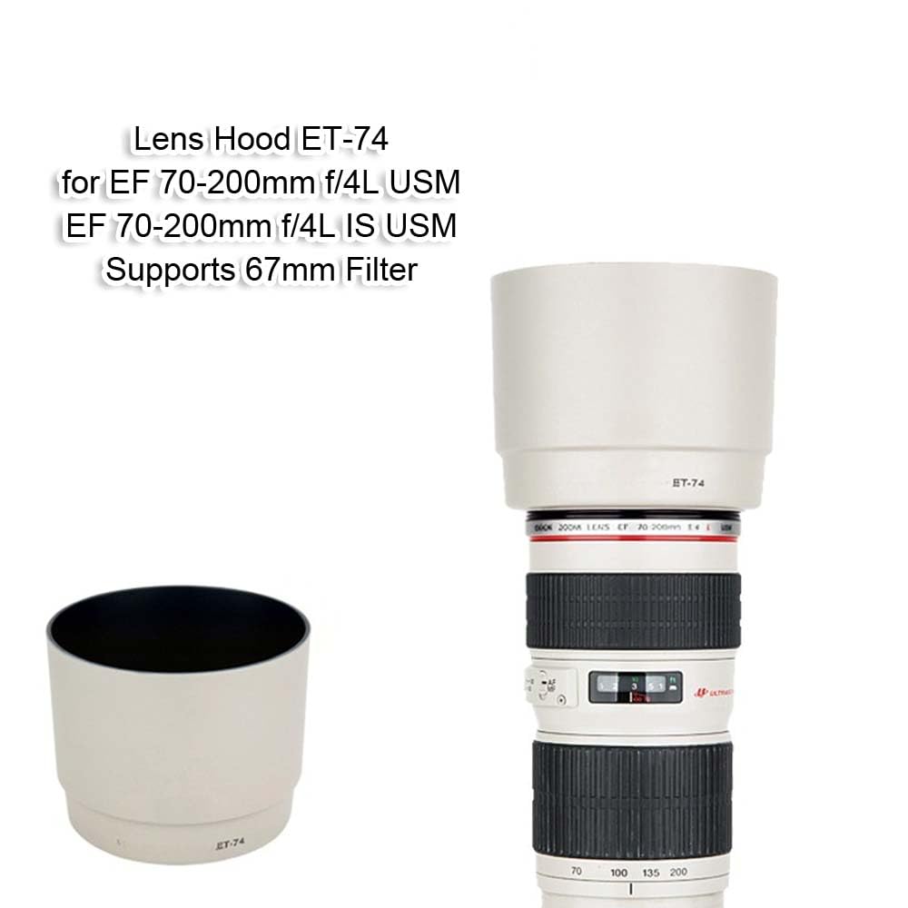 Paraluce reversibile per ET-74, compatibile con obiettivi Canon EF 70-200 mm f/4L IS USM e EF 70-200 mm f/4L, supporta filtri da 67 mm