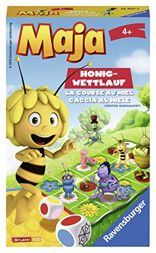 Ravensburger 23407 - Biene Maja: Honig-Wettlauf, Mitbringspiel für 2-5 Spieler, Kinderspiel ab 4 Jahren, kompaktes Format, Reisespiel, Brettspiel