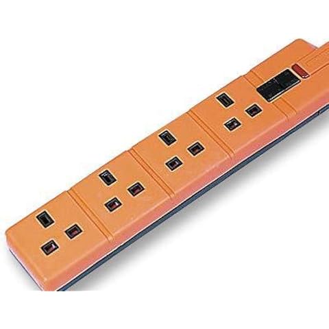 Permaplug 4 Gang Heavy Duty Rubber Trailing Socket, Orange Cover