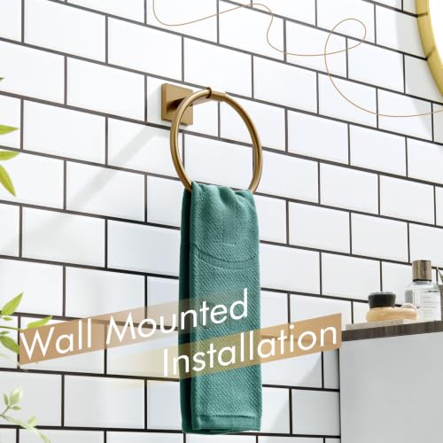 Image of KOKOSIRI Hand Towel Holder Wall Mounted Towel Ring Bathroom Accessories Shower Towel Hanger Rack Stainless Steel Champagne Bronze, B3010CPG