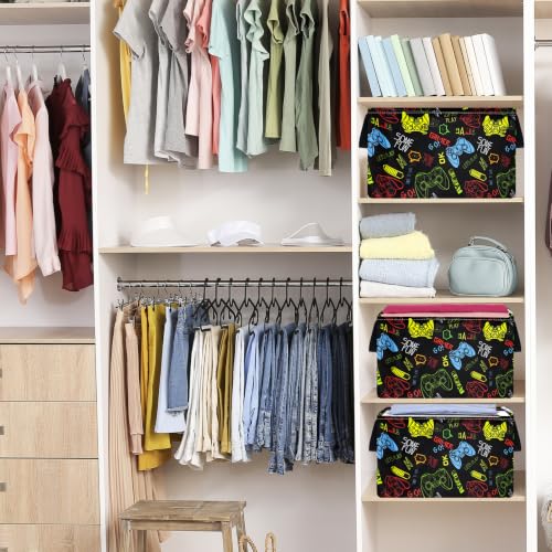 Image of Baby Storage Basket Nursery Box Laundry Hamper Organization Bins for Toys and Clothes with Handles (Handle Game)