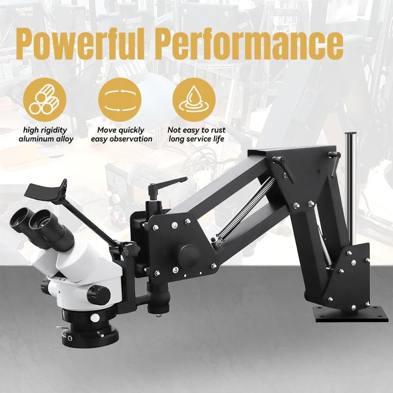 Image of Binocular Stereo Microscope,7X-45X Magnification 7X-90X Continuous Zoom, Multi-Directional with Spring Bracket Jewelry Microscope 56 LED Light Micro Inlay, Jewelers Bench Inspection Tool