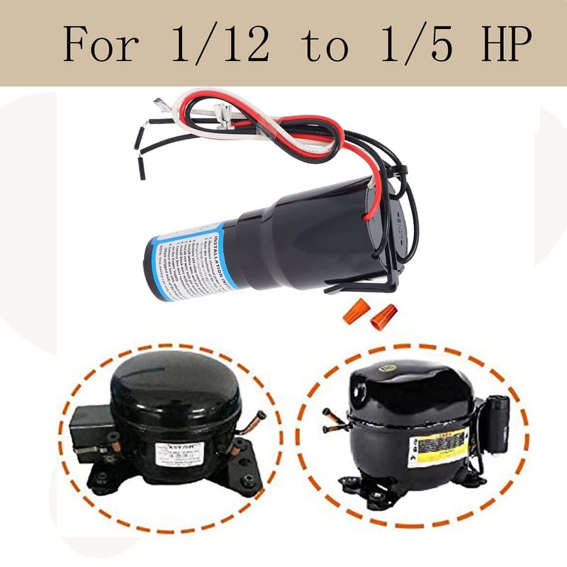 Podoy RCO810 3 in 1 Hard Start Kit Compatible with Supco Relay Capacitor Overload 1/12-1/5 HP, 110-125V Compressor Hard Start Capacitor Kit for Refrigerator Freezers (2 Pcs)