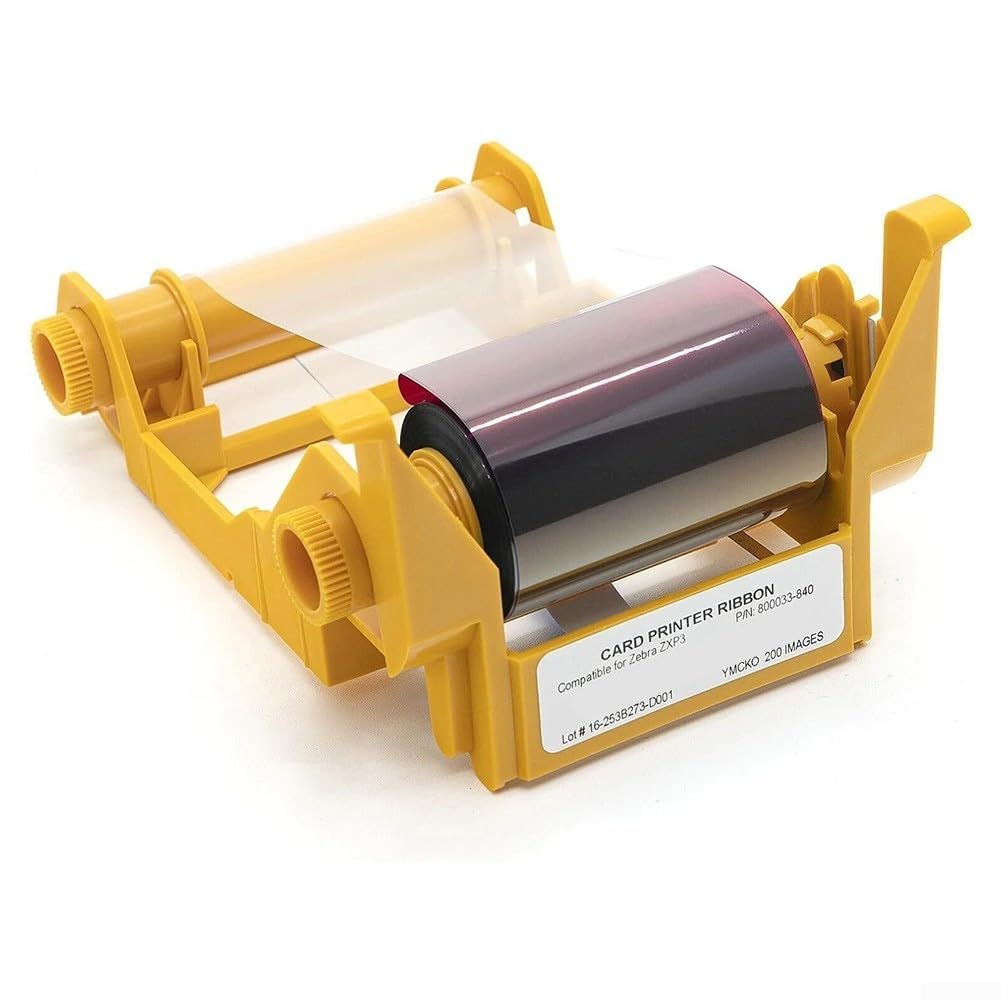 Cinta de color YMCKO 800033-840 para impresora Zebra ZXP Series 3, 200 impresiones, cinta de transferencia térmica para tarjeta de identificación con superposición protectora