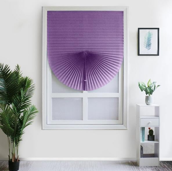Blackout Window Blinds Shade Cordless Blackout No Drill Cut to Size Clip On Stick On Self Adhesive Temporary Blinds Pleated Paper Blinds for Windows Doors Shades (Purple, 60 X 150cm/23.62 X 59.06)