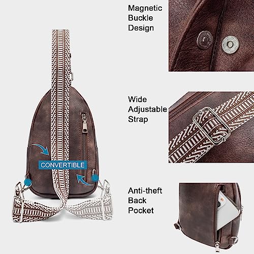 Image of CLUCI Sling Bag for Women, Vegan Leather Fanny Pack Crossbody Bags for Women, Chest Bag With Guitar Strap