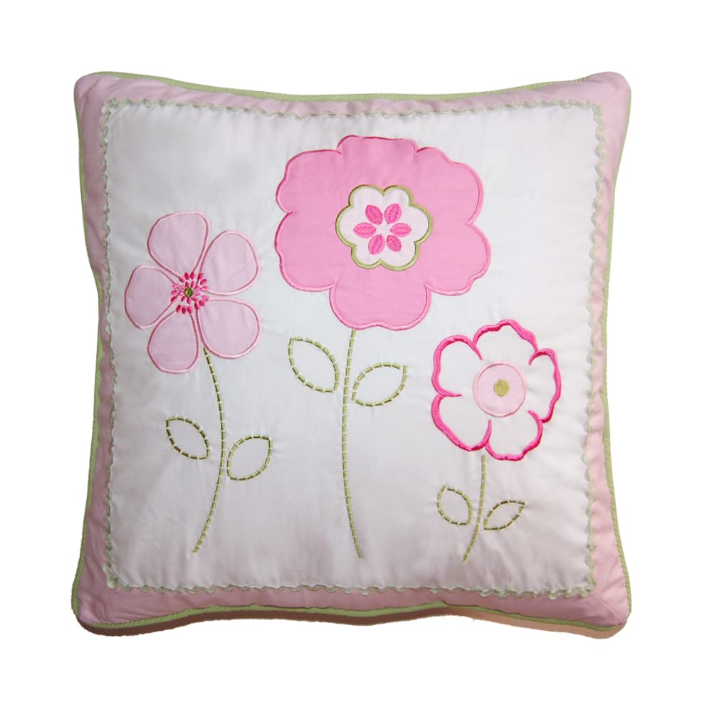 Cozy Line Home Fashions Pink Greta Pastel Floral Embroidered Decorative Pillow (Floral Embroidered 1 - Piece)