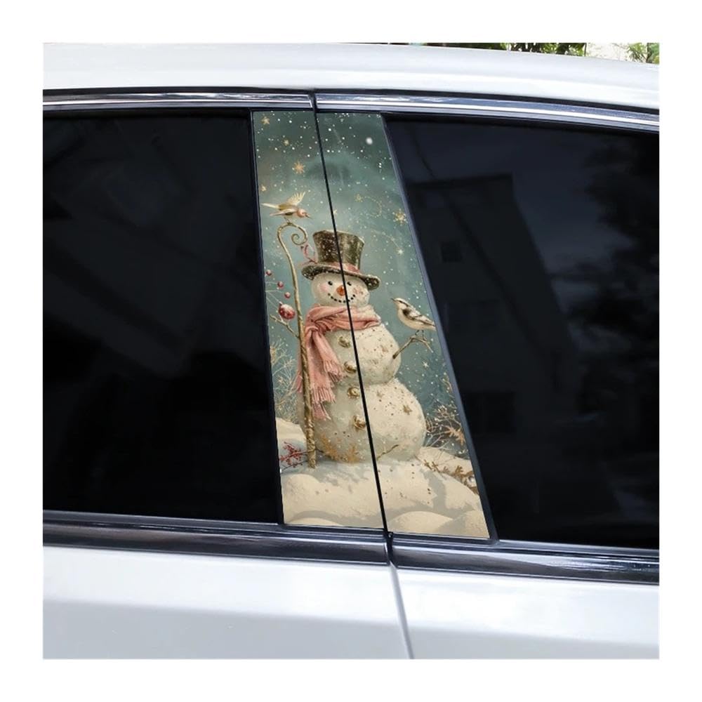 Bertdcx H Car Stickers Car Door Pillar Stickers Snowman Stickers Waterproof Vinyl Stickers Auto Parts(H)