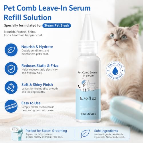 Image of Pet Steam Brush Dog Cat 2026 New Grooming Comb for Shedding Concentrated Waterless Shampoo, Pet Comb Leave-in serum, 2*Shampoo(Steam Brush not Included)