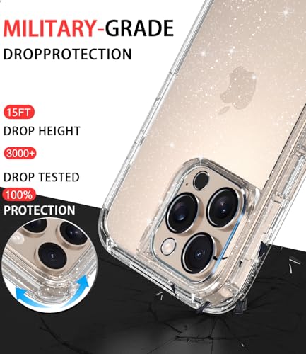 Image of Diverbox for iPhone 16 Pro Case [Shockproof] [Dropproof] [Tempered Glass Screen Protector + Camera Protectors] Heavy Duty Protection Phone Case Cover for Apple iPhone 16 Pro (Glitter Clear)