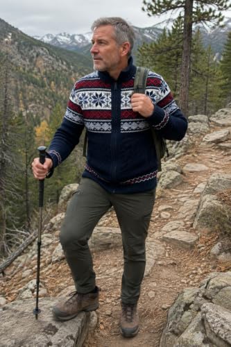 Kedera Nordic Snowflake Stand Collar Zip Cardigan for Men - Image 6