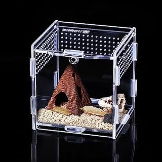 Acrylic Reptile Feeding Box, Assemble Insect Feeding Box, Portable Habitat Terrarium Reptile Breeding Case for Spide, Lizard, Scorpion, Centipede, Horned Frog, Beetle 0
