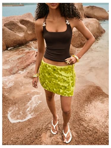 Milumia Women's Boho Beaded Halter Top Spaghetti Strap Summer Backless Camisoles4