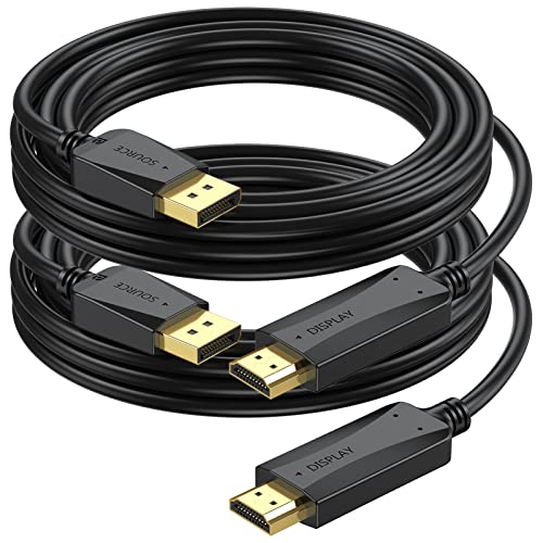 4K DisplayPort to HDMI Cable 10 Feet 2-Pack DP (Display Port) to HDMI Cord Male to Male Support Video and Audio (4k 2880P 2160P 1440P 1080P) for Computer Monitor Projector HDTV-NOT Bidirectional