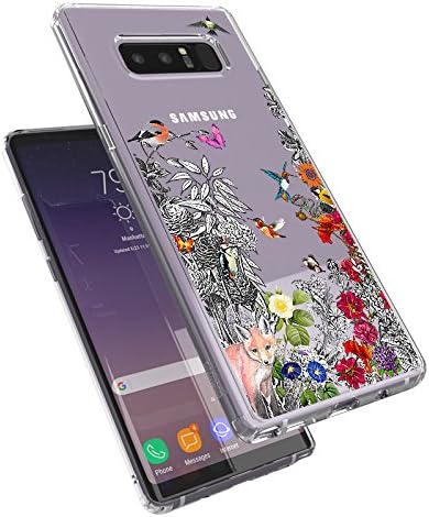 Galaxy Note 8 Case, Galaxy Note 8 Case Clear, MOSNOVO Floral Humming Bird Flower Transparent Clear Design Hard Case with Shockproof TPU Bumper Protective Back Case Cover for Samsung Galaxy Note 8