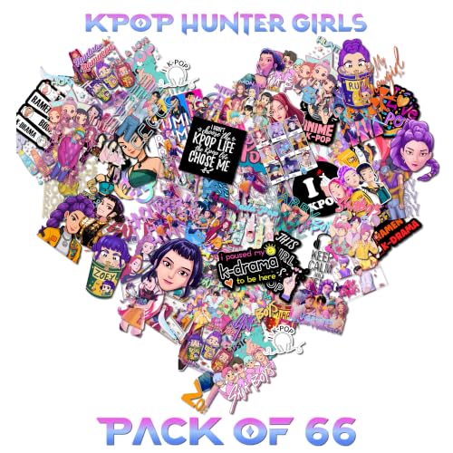 Image of AtOdds - 66 Pcs Kpop Hunter Girls Sticker Bundle - Hunterix - Premium Matte Waterproof Vinyl Stickers for Water Bottles, Phones, Laptop, Notebook Journal & Other Crafts