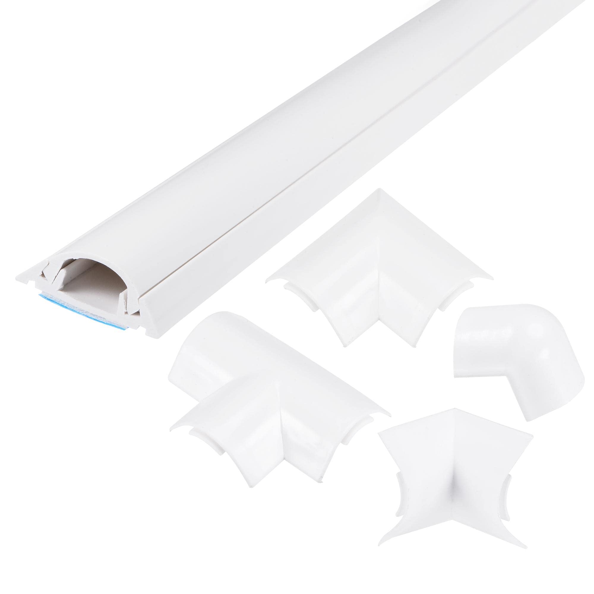 sourcing map Cable Raceway Kit Cord Cover 15.7"Lx1.26"Wx0.5"H Wire Self-Adhesive Hider Channel for Hiding TV Wires, Computer Cables on Wall