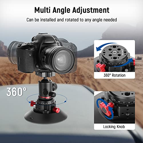 Neewer 6” Air Pump Vacuum Suction Cup, 360° Rotatable Metal Camera Car Mount For Action Camera Smartphone On Windows Glass With 1/4” 3/8” Threads And Arri Locating Holes, Max Load 110Lb/50Kg, Ca006 #TOP4