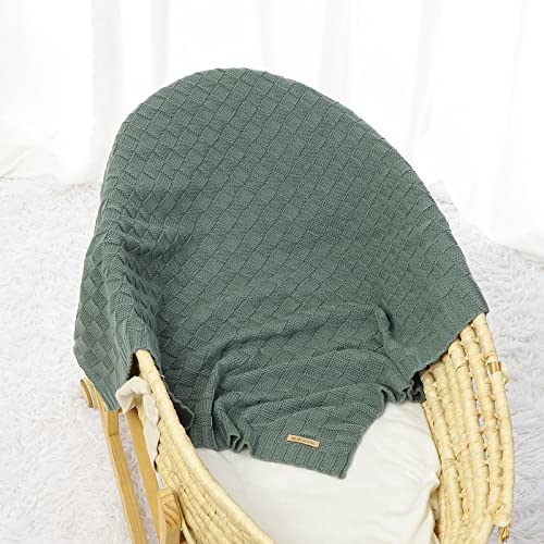 Lawkul Cable Knit Baby Blanket Green Receiving Blankets Crochet Swaddle Blanket For Newborn Neutral Boy Girls 40X30 Inches #TOP4