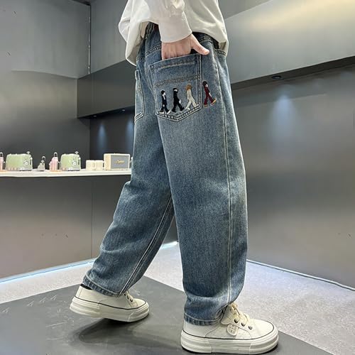 Tween Boys Baggy Jeans Denim Elastic Waist Wide Leg Casual Loose 2025 Fashion Y2K Pants with Pockets for Teen Boys2