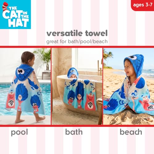 Image of Franco Dr. Seuss Cat in The Hat Movie Bath and Beach Soft Cotton Terry Hooded Towel Wrap, 24 inch x 50 inch, (Officially Licensed Product)