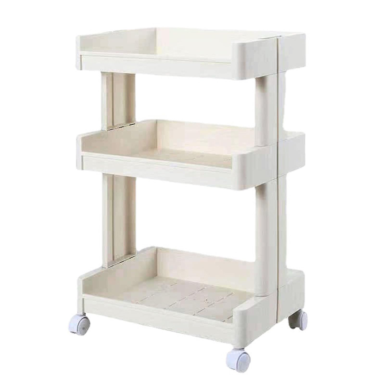 Carro de Almacenamiento de 3 Niveles Carro rodante Multifuncional de Gran Capacidad con Ruedas Conveniencia móvil para salón de Belleza Cocina Baño Oficina Bandejas de plástico