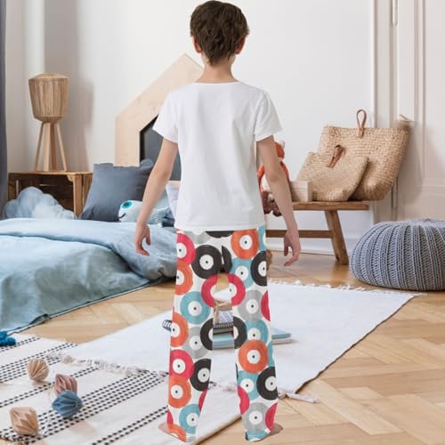 Boy's Pants Colorful Retro Musical Pattern Jogger Pants Elastic Waist Long Bottoms Trousers with Pockets 6-14 Years3