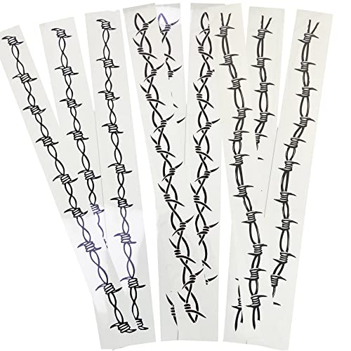 Barbed Wire Temporary Tattoo, Large Barb Wire Tattoo Costume Black Fake Tattoos for Halloween Men...