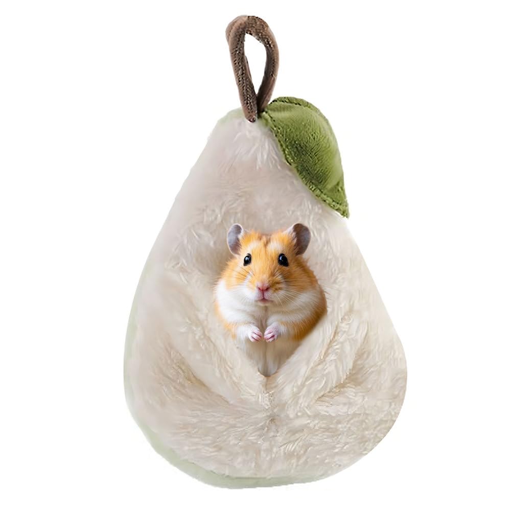 Hanging Hamster Pouch Bed, Pear-Shaped Small Pet Sleeping House with Hook & Rope, Portable Swing Hammock Hiding Sleeping Sack for Mice, Gerbils, Rodent Cage Accessories