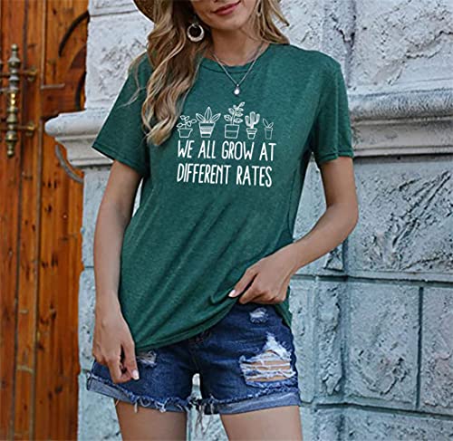 Women Teacher Shirt We All Grow at Different Rates Graphic Tees Preschool Special Education Teacher Top4