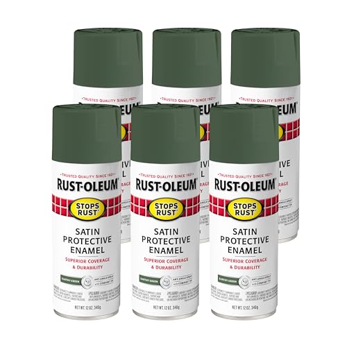 Image of Rust-Oleum 369192-6PK Stops Rust Spray Paint, 12 oz, Satin Earthy Green, 6 Pack