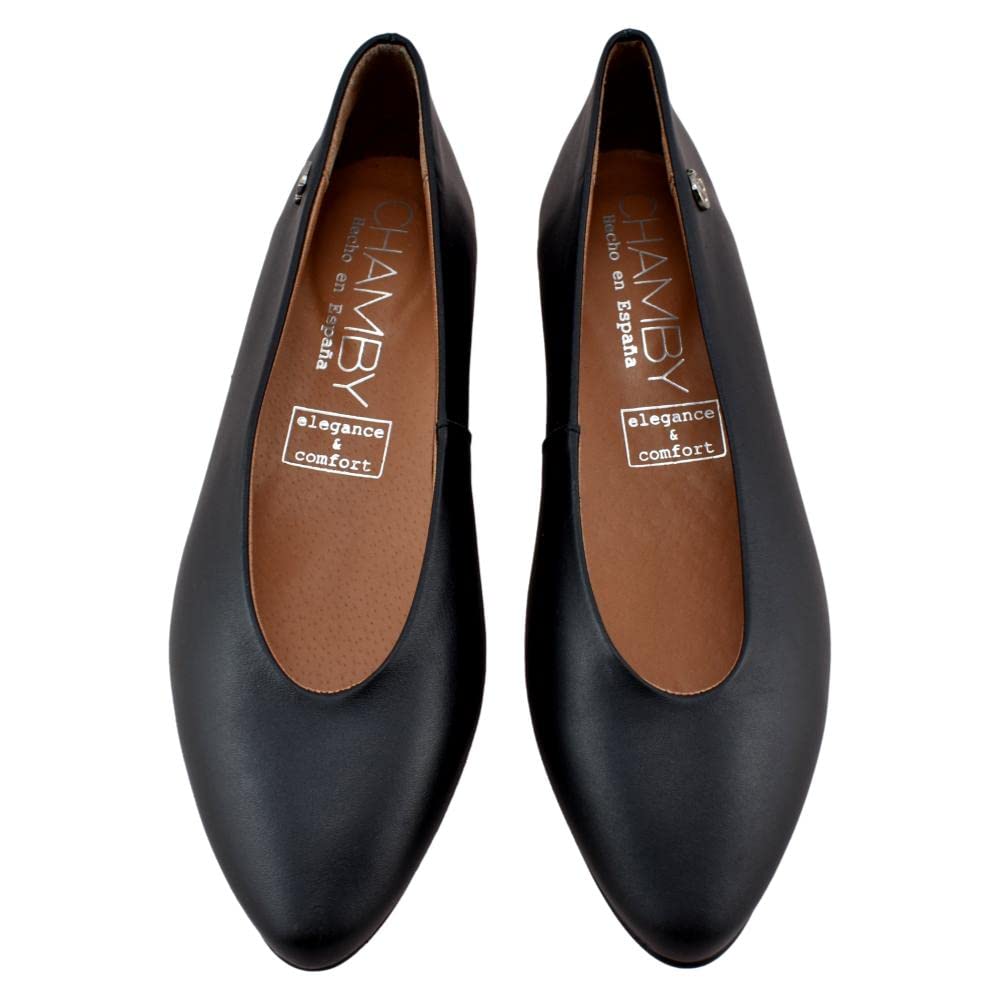 CHAMBY - Manoletina de Piel con tacón bajo 734451 Cuero