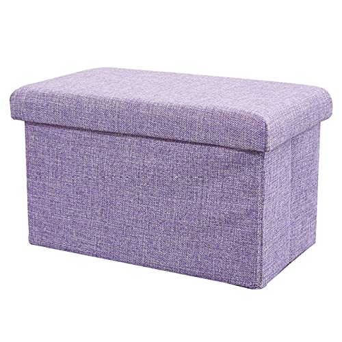 Pouf en lin pliant violet : la solution de rangement discrète pour petits salons - 2