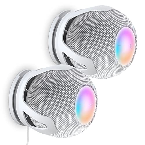 PlusAcc Wandhalterung für Homepod Mini - Halterung mit 2 Installationsmethoden, eingebauter Kabelmanagementständer, Halterung geeignet für Schlafzimmer, Küche, Wohnzimmer, 2er-Pack, Weiß