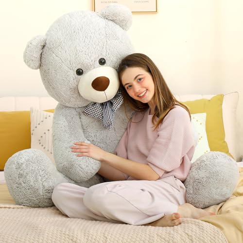 MorisMos 140cm riesen Teddy, groß teddybär XXL Valentinstag deko bär, weich XXL Kuscheltier plüschbär Kinder Jungen männer Mann fruend