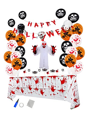 Halloween Deko Set 3-Farbig Halloween Luftballons aus Latex Grusel Halloween Dekoration mit Horrorelement der Blutige Szene für Halloweenparty Haus Tisch Garten Deko von Xastomes Cover