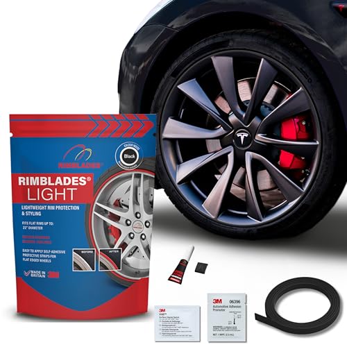 Rimblades Light Alloy Wheel Rim Protector – Single Strip (1 Wheel) – DIY Fit for Up to 22 Wheels – Affordable Rim Protection – Car Wheel Scratch Protection (Black)