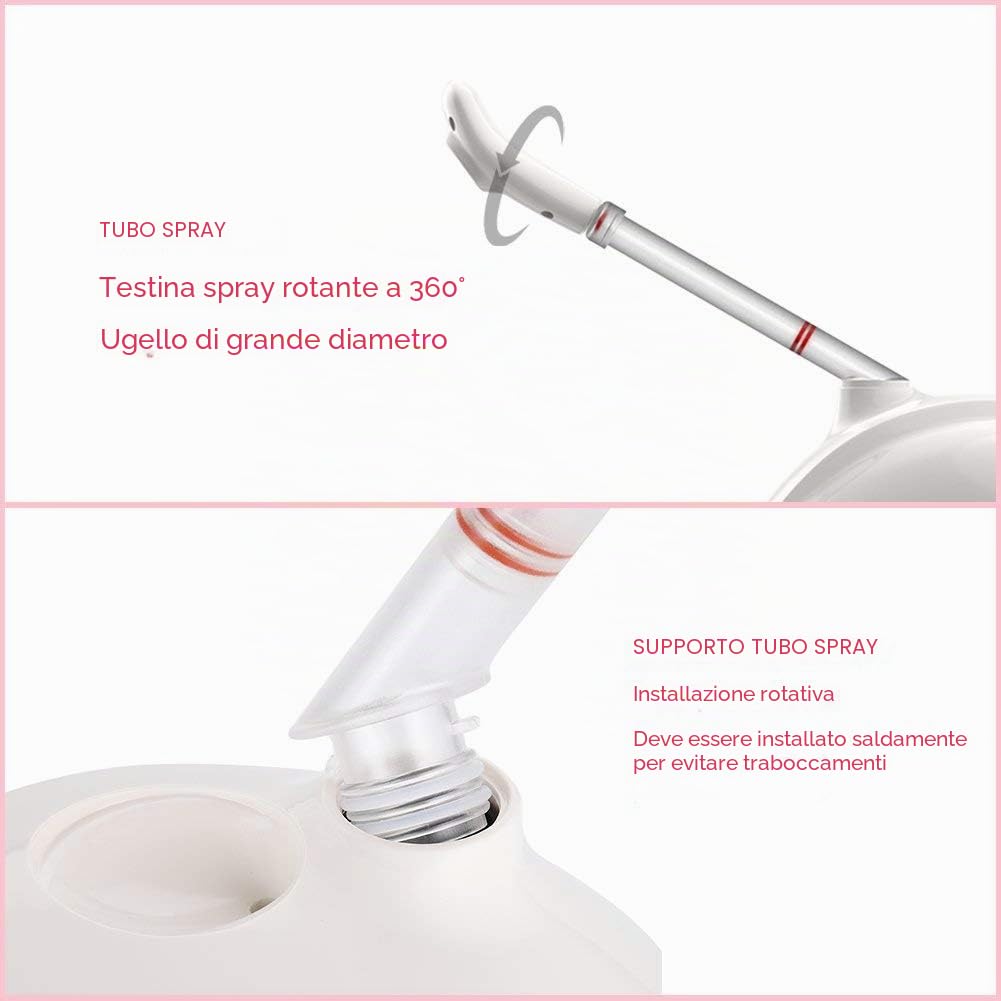 Vaporizzatore Facciale Ionico Professionale, Vapore per Capelli e Viso con Rotazione a 360°, Macchina per Irrorazione Ionica Avanzata per Sauna SPA Idratante