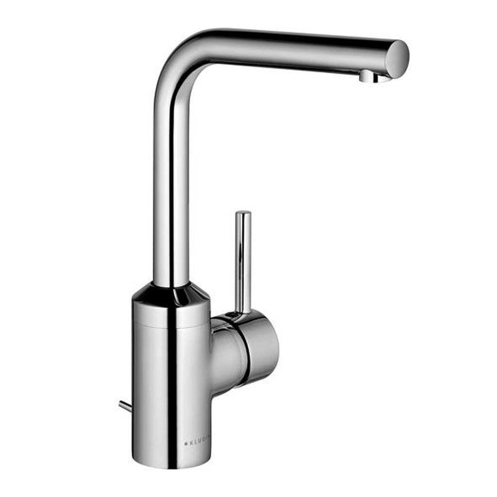 KLUDI BOZZ L-Form Waschtischarmatur (382940576), Einhebelmischer mit seitlichem Griff, 360° schwenkbar, Wasserhahn mit Keramik-Kartusche, 7 l/min, Chrom