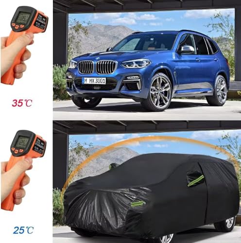 Image of KouKou Waterproof SUV Car Cover Suitable for Kia Soul from 2009 to 2025, 7 Layers Heavy Duty Car Cover Waterproof All Weather with Zipper Door for Sun Rain Snow Dust Uv Protection.Black
