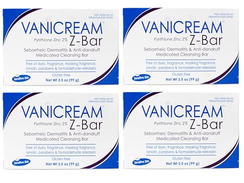Vanicream Z-Bar Medicated Cleansing Bar, Pyrithione Zinc 2% for Seborrheic Dermatitis & Dandruff,
