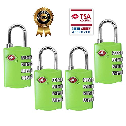 TSA Equipaje Locks (4pack)  4 dígitos combinación candados  aprobado viaje cerradura para maletas y equipaje (negro)