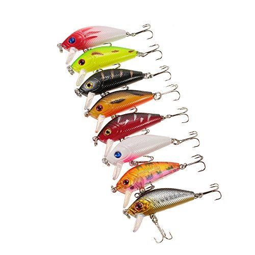 DECDEAL 43pcs Assorted Tamanho Minnow Fly Fishing Lures Pencil Popper Crankbaits Carp Fishing Wobble