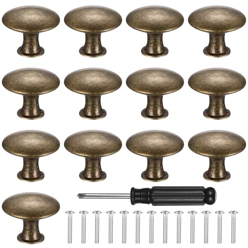 ZHENGYYUU 13 Piezas Pomos y Tiradores Armarios, Pomos Armario, Perillas de Gabinete Redondas, Tiradores Cajones Antiguos para Muebles Cocina Baño Armarios Vestidores Tocadores(30mm, Bronce)
