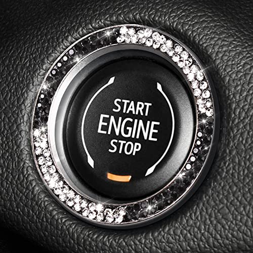 Image of ToBeQueen Car Bling Ring Crystal Car Stickers Rings Womens Car Decals,Bling Car Interior Accessory for Women,Black and White