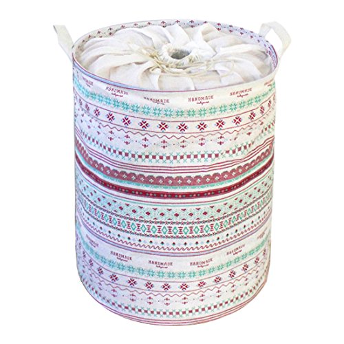 Image of ZKLKLO Foldable Waterproof Storage Basket 18.9" Laundry Bag with Adjustable Drawstring and Handles