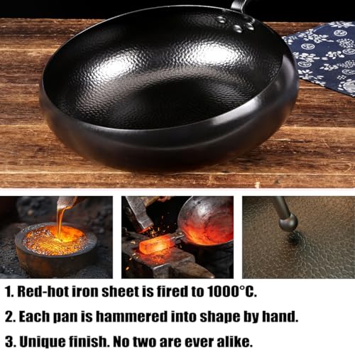 Wok de Hierro Fundido Japonés 11in con Tapa de Madera miniatura 2